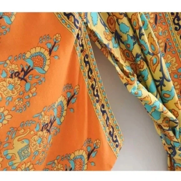 SOLD OUT Golden Fields Bohemian Kimono Wrap Robe - Picture 6 of 7